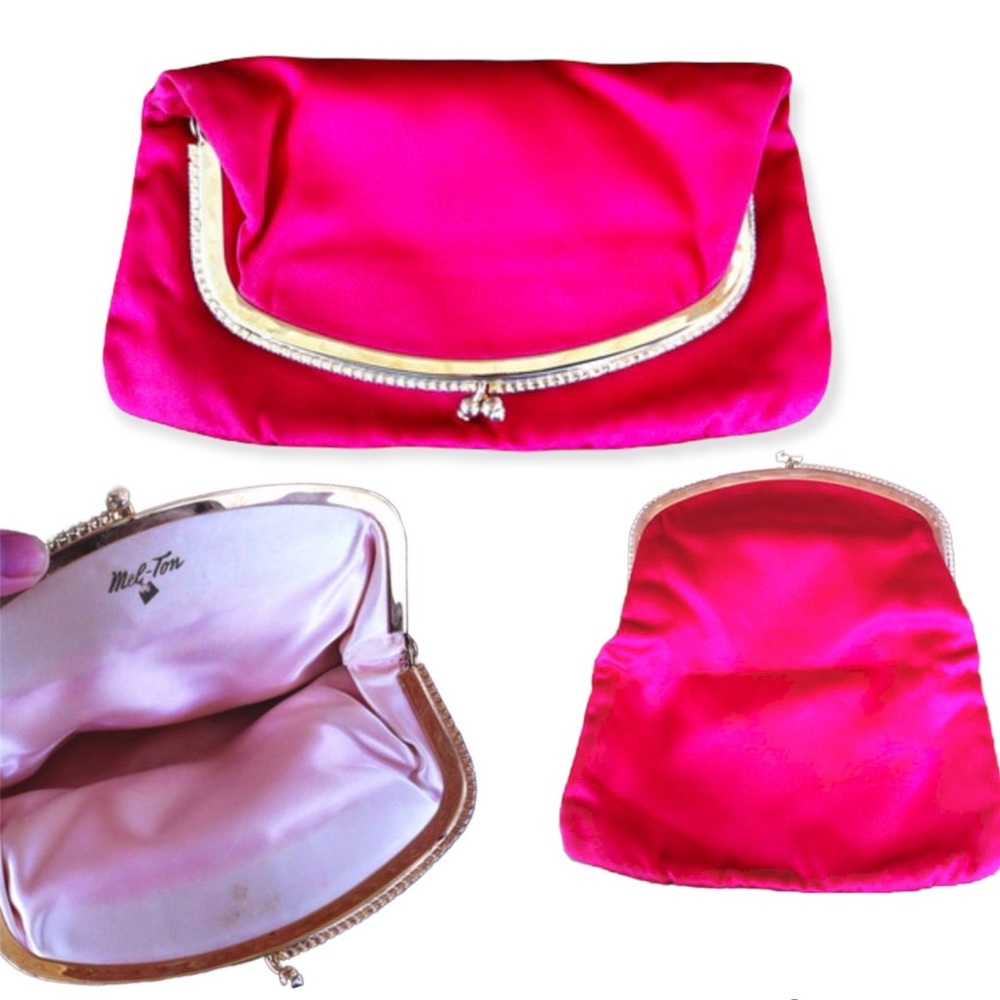 Vintage Red Satin Clutch